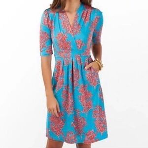 Lilly Pulitzer Belanna Maxi Turquoise and Pink Floral Midi Dress  Coral Reef M✨